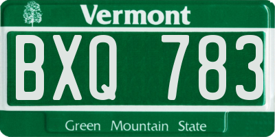 VT license plate BXQ783