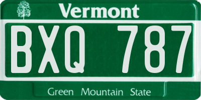 VT license plate BXQ787