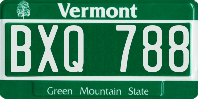 VT license plate BXQ788