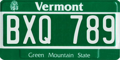 VT license plate BXQ789
