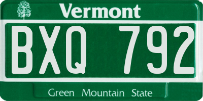 VT license plate BXQ792