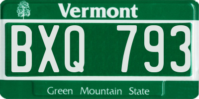 VT license plate BXQ793
