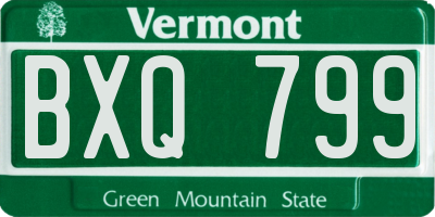 VT license plate BXQ799