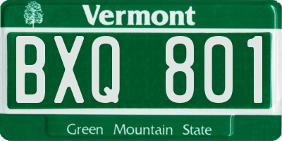 VT license plate BXQ801