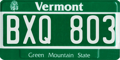 VT license plate BXQ803