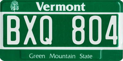 VT license plate BXQ804