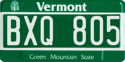 VT license plate BXQ805