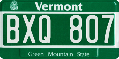 VT license plate BXQ807