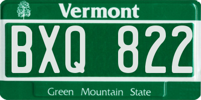 VT license plate BXQ822
