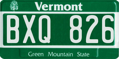 VT license plate BXQ826