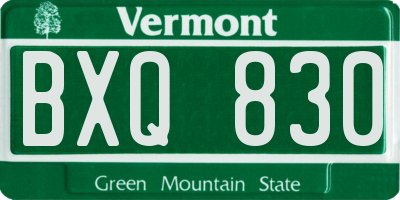 VT license plate BXQ830