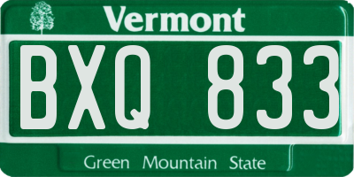VT license plate BXQ833