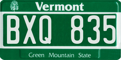 VT license plate BXQ835
