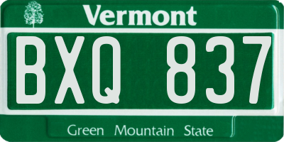 VT license plate BXQ837