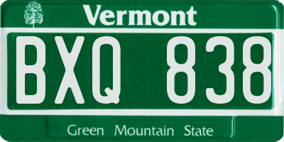 VT license plate BXQ838