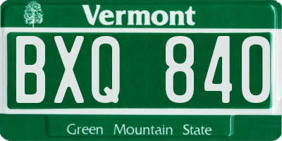 VT license plate BXQ840
