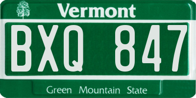 VT license plate BXQ847