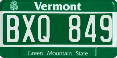 VT license plate BXQ849