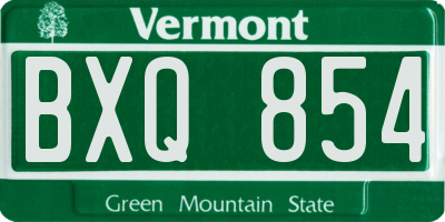VT license plate BXQ854