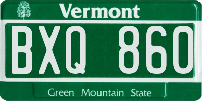 VT license plate BXQ860