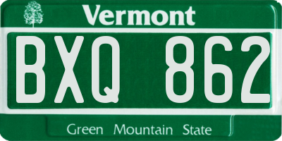 VT license plate BXQ862