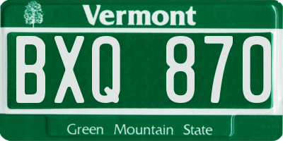 VT license plate BXQ870