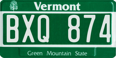 VT license plate BXQ874