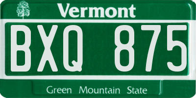 VT license plate BXQ875
