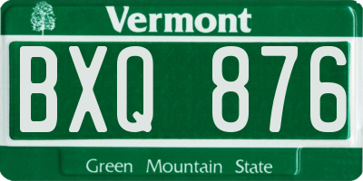 VT license plate BXQ876