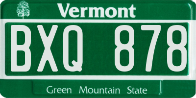 VT license plate BXQ878