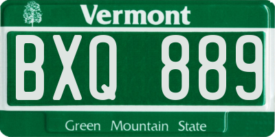 VT license plate BXQ889