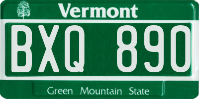 VT license plate BXQ890