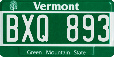 VT license plate BXQ893