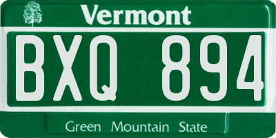 VT license plate BXQ894