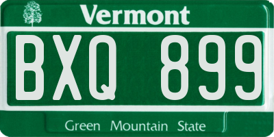 VT license plate BXQ899