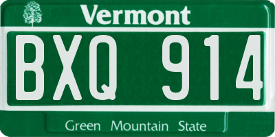 VT license plate BXQ914