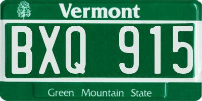 VT license plate BXQ915