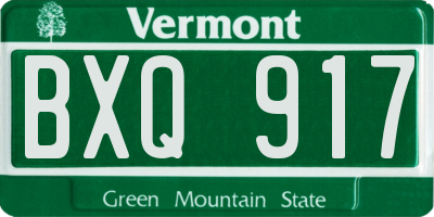 VT license plate BXQ917