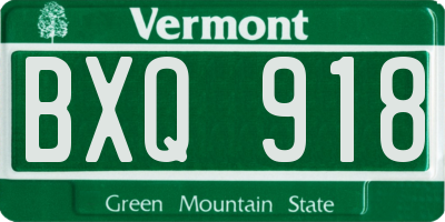 VT license plate BXQ918