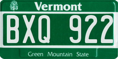 VT license plate BXQ922