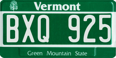 VT license plate BXQ925