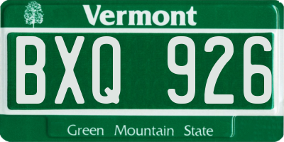 VT license plate BXQ926