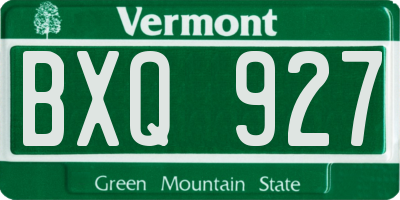 VT license plate BXQ927