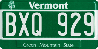 VT license plate BXQ929