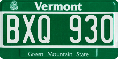 VT license plate BXQ930