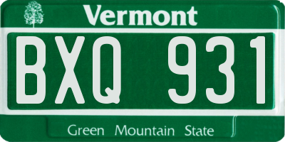 VT license plate BXQ931