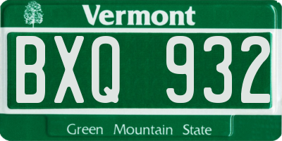 VT license plate BXQ932