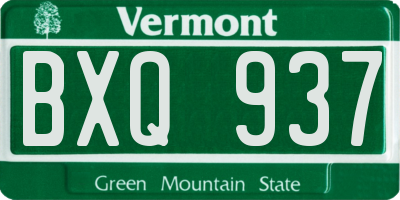 VT license plate BXQ937
