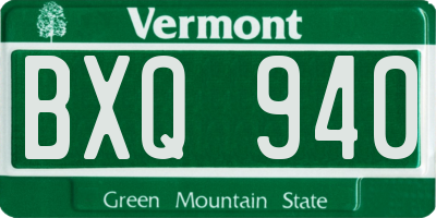 VT license plate BXQ940