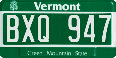 VT license plate BXQ947